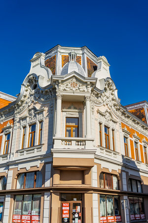 Old buildings in downtown city of Lugoj, Romaniaの写真素材