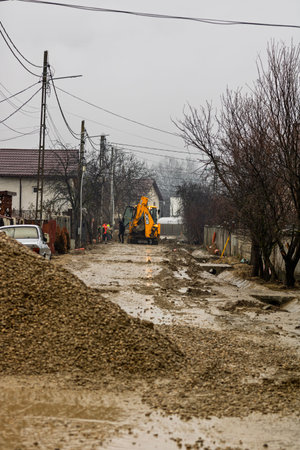 Construction of a road in the city