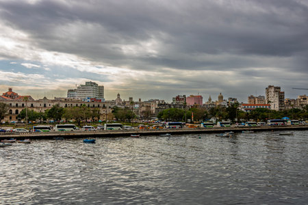 Oceanfront view of Havana city. Famous Malecon in Havana, Cubaの写真素材