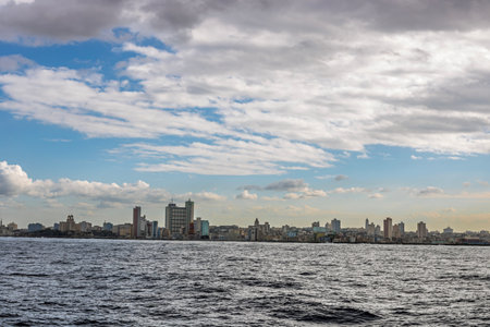 Oceanfront view of Havana city. Famous Malecon in Havana, Cubaの写真素材