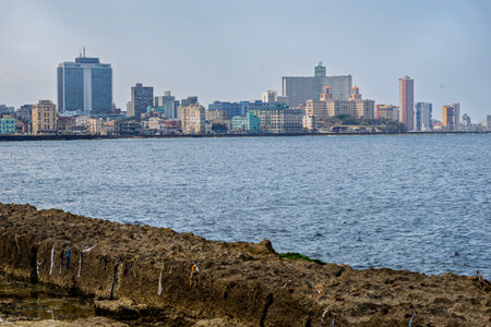 Oceanfront view of Havana city. Famous Malecon in Havana, Cubaの写真素材