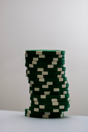 Casino chips and cards on the table. Poker gambling conceptの写真素材