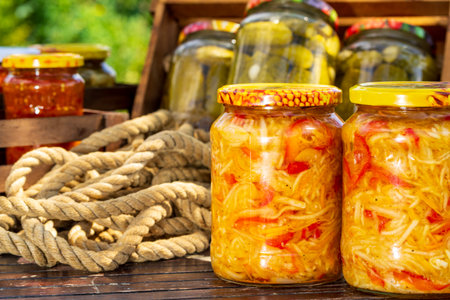 Canned vegetables for soup. Pickled veggiesの写真素材
