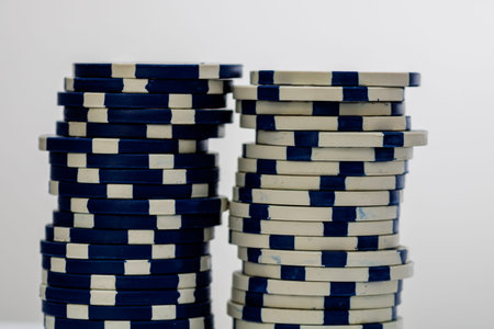 Casino chips and cards on the table. Poker gambling concept