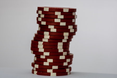 Casino chips and cards on the table. Poker gambling conceptの写真素材