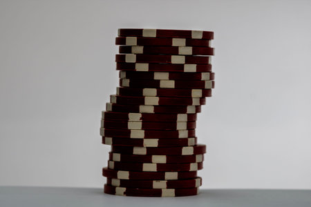 Casino chips and cards on the table. Poker gambling concept