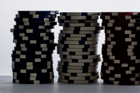 Casino chips and cards on the table. Poker gambling conceptの写真素材
