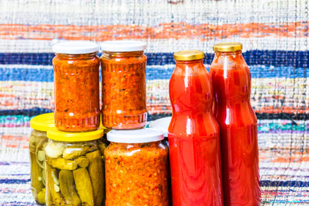 Canned veggies in vinegar. Pickled veggies