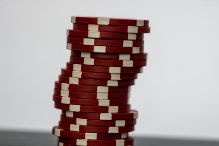 Casino chips on the table.の写真素材