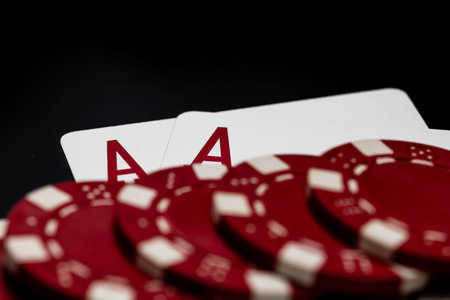 Winning poker hands with playing cards on a dark background for casino and entertainment themes