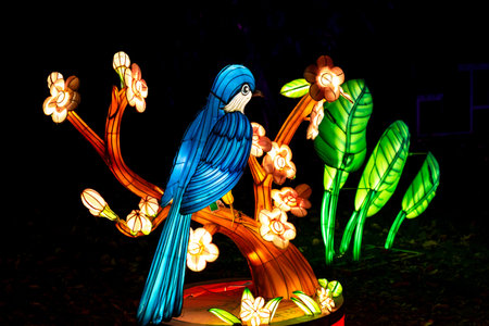 Small World illuminated art at Garden of Lights in Bucharest, Romania. Illuminated art installation...
