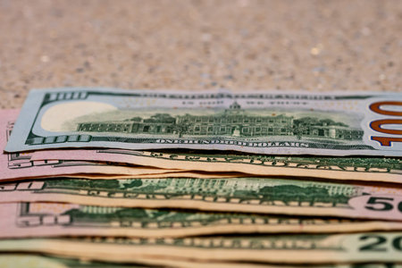 American Dollar banknotes representing economy and inflation in the United States. US dollar...