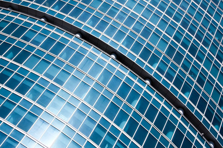 Blue abstract crop of modern office skyscraperの写真素材