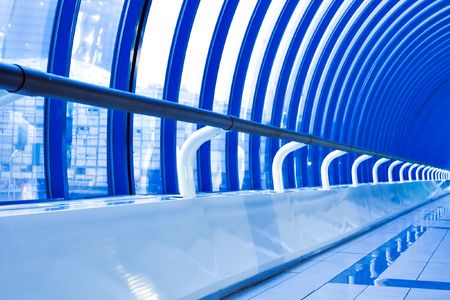 fragment of futuristic corridor in airportの写真素材