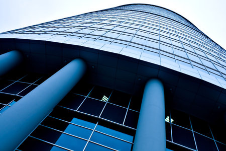 Underside view to new skyscraper business centre