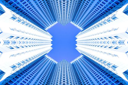 prospective view to new modern building skyscrapers of business centerの写真素材