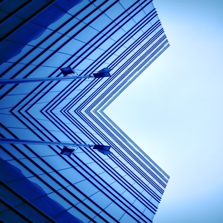 perspective glass wall of skyscraperの写真素材