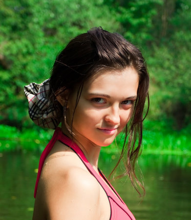 gorgeous girl has fun outdoor