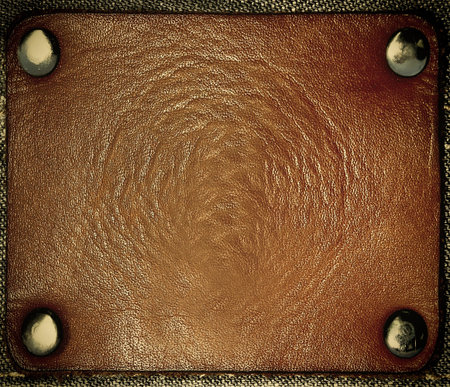 Jeans with blank brown label
