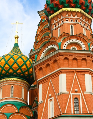 Domes of the famous Head of St. Basil's Cathedral on Red square, Moscow, Russia の写真素材