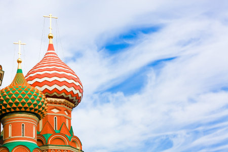 Cupolas of Saint Basil's Cathedral on Red square, Moscow, Russia
