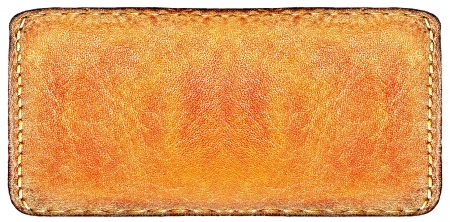 Business wide and long texture of leather yellow and blank brown label close up view isolated over white background, perspective and successful concept of promotion products and itemsの写真素材