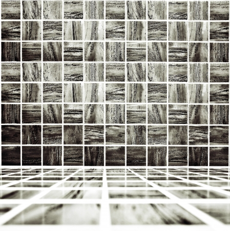 Background of Golden Mosaic Texture, spacious vintage room with stone and glass tiled grungy wallの写真素材
