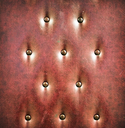 Luxury and grungy background of classic shabby brown texture in old door with metal buttonsの写真素材