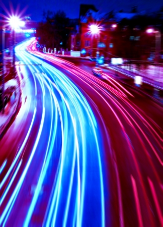 Beautiful night city in motionの写真素材
