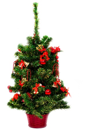 Beautiful Christmas tree with colorful bright bauble hangingの写真素材