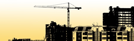 construction equipment and elements of a building under constructionの写真素材