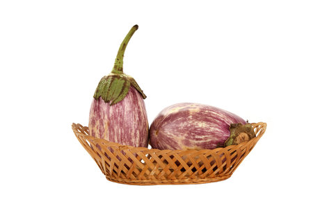 Fresh eggplant on white backgroundの写真素材