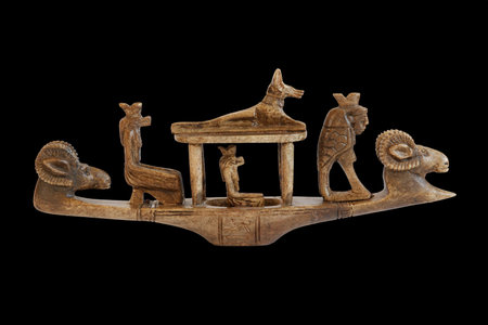 sculpture of the Egyptian gods on the boat