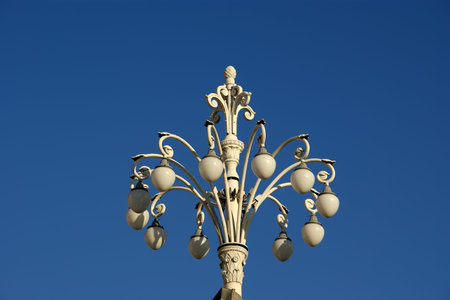 Decorative street lamp in the center of Moscow, Russia