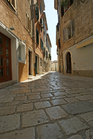 narrow street of the medieval town, Croatia, Porecの写真素材
