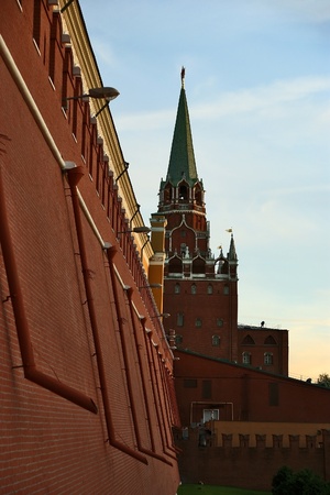 Detail of the Kremlin wall and towers, Moscow, Russiaの写真素材