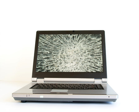 Laptop with broken screen monitor