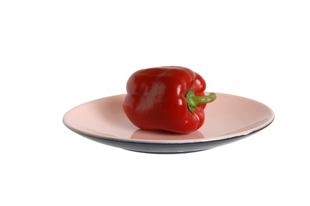 Large fresh bell pepper isolated on white backgroundの写真素材