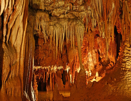 stalactites and stalagmites in a cave Beredine, Croatiaの写真素材