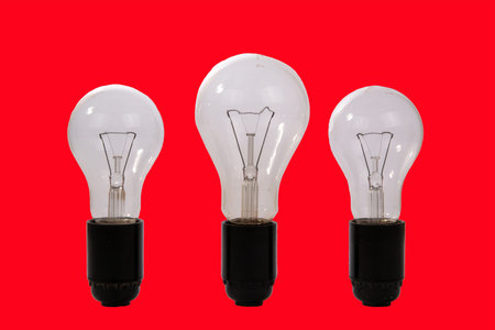 Large brush electric incandescent lamp on a red background