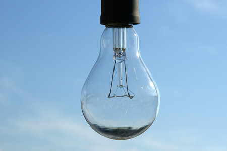 electric lamp on a background of blue sky