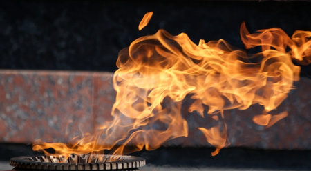 Detail of the flame of eternal fire closeup