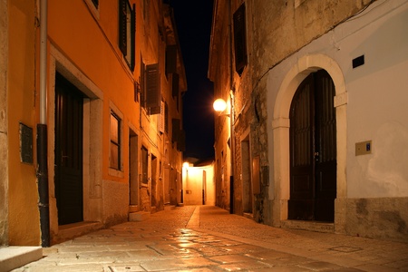 narrow street of the medieval town, Croatia, Porecの写真素材