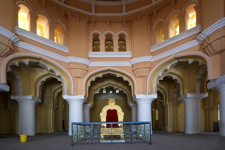 Madurai, Tamil Nadu, South India. Thirumalai Nayakkar Mahal palace complex, was constructed in the Indo-Saracen style by Thirumalai Nayakar in 1636. It is a national monument and is now under the care of the Tamil Nadu Archaeological Departmentのeditorial素材