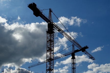Elevating construction craneの写真素材