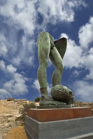 The statue in the archeological area of Agrigento, Sicily, Italyのeditorial素材