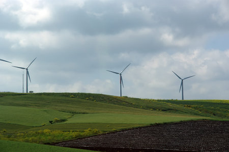 Wind turbines. Sicily, Italy