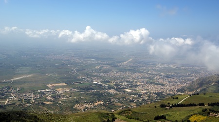 Landscape of a mountain valley with a aerial view.  Sicily. Italyの写真素材