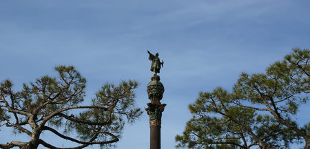 Chistopher Columbus monument in Barcelona, Spainの写真素材