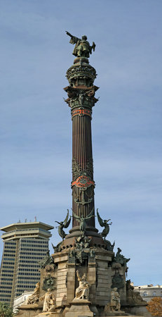 Chistopher Columbus monument in Barcelona, Spain
